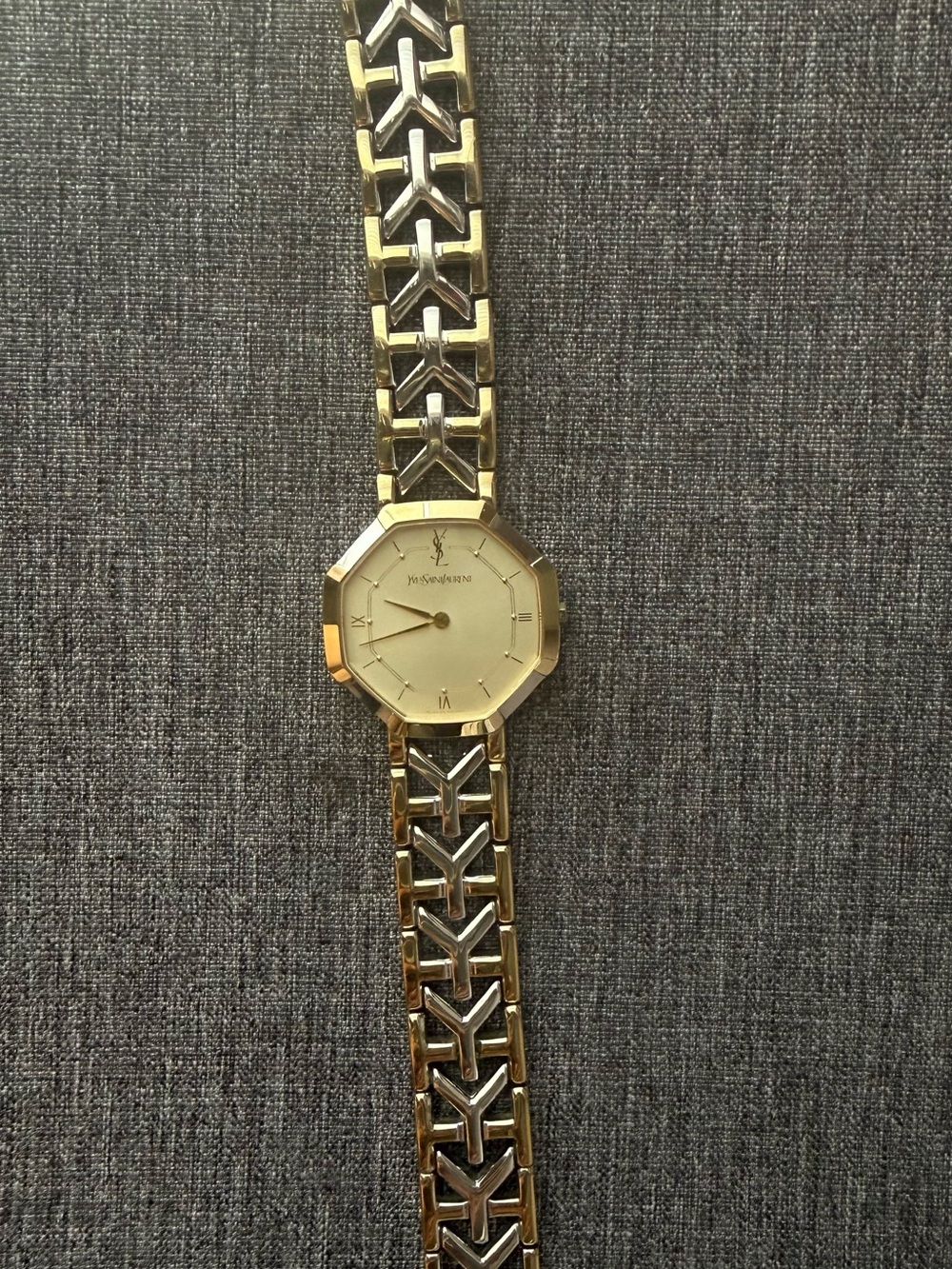 Yves Saint Laurent Two-Tone Gold Bracelet Watch with Cream Dial - Picture 3 of 4
